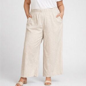 NWT Abercrombie & Fitch Cream Linen Blend Wide Leg High Rise Pants XXL